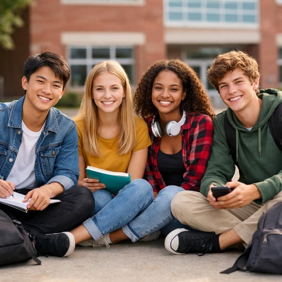 Students sitting and posing for a picture